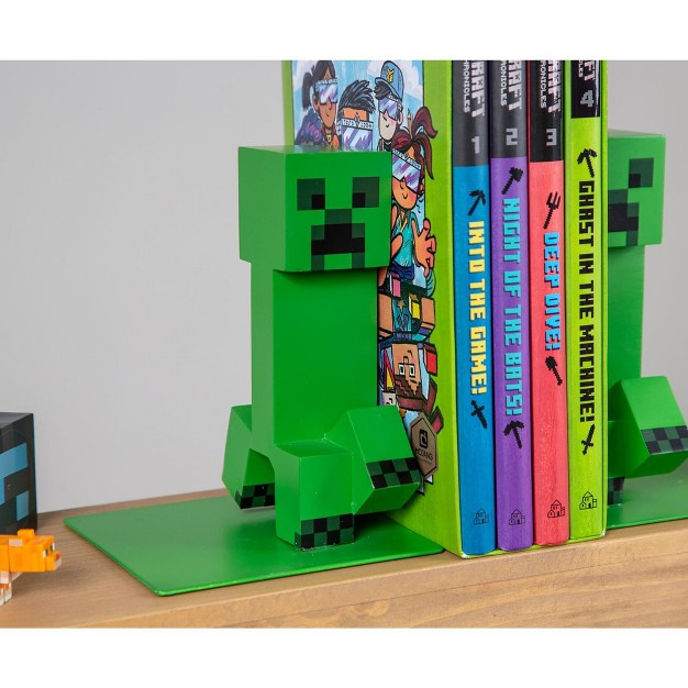 Ukonic Minecraft 6 inch Creeper Bookends Set Of 2