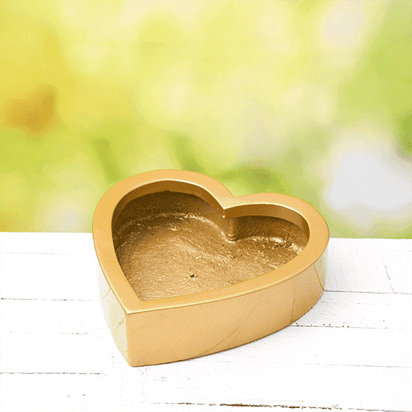 12 inch (30 cm) SML-013 Bonsai Heart Shaped Fiberglass Planter (Golden Color)