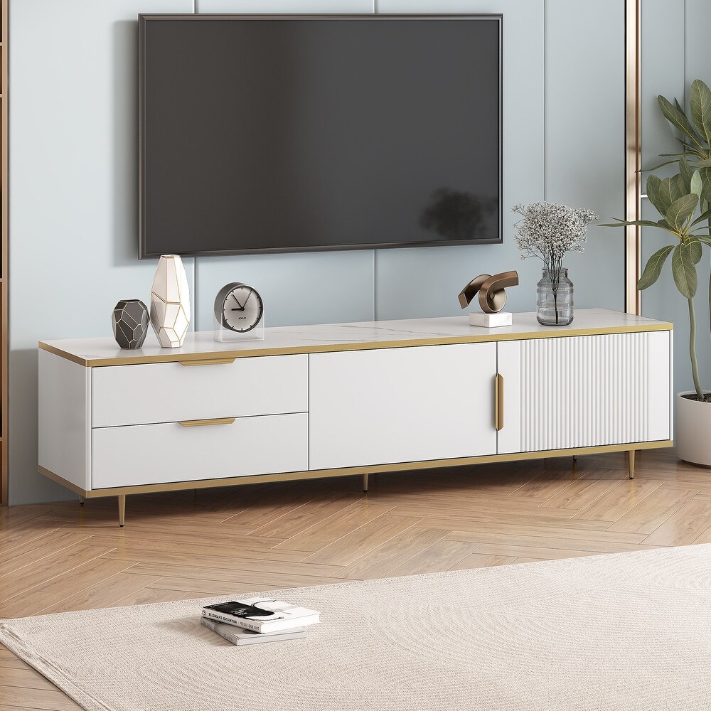 Modern TV Stand with 2 Drawers and 2 Cabinets