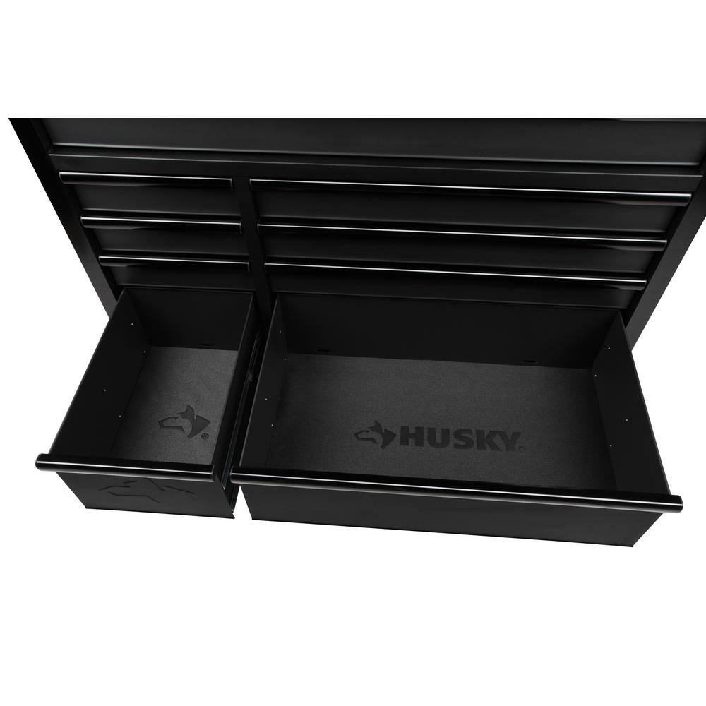 Husky 52 in. W x 21.5 in. D Heavy Duty 15-Drawer Combination Rolling Tool Chest Top Tool Cabinet with LED Light in Matte Black H52CH6TR9HDV3