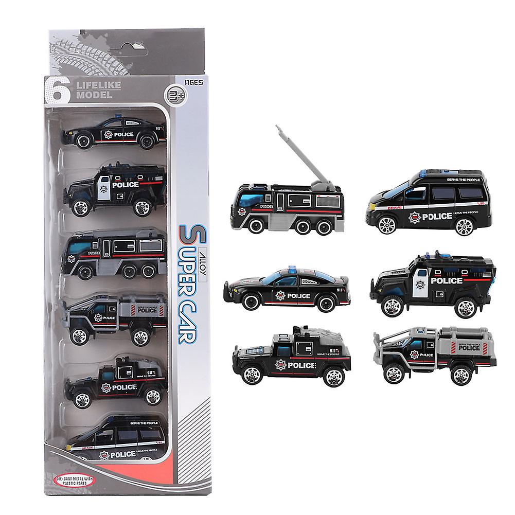 6pcs 1:64 Engineering Car Model Alloy Simulation Vehicle Car Model Children Toya Style