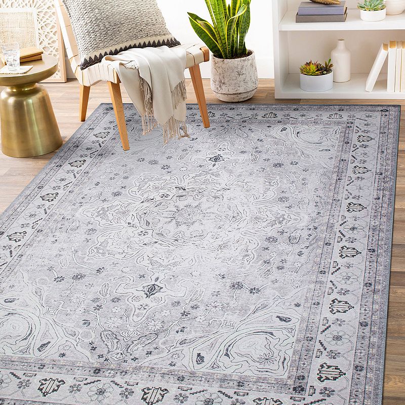 World Rug Gallery Transitional Medallion Machine Washable Area Rug