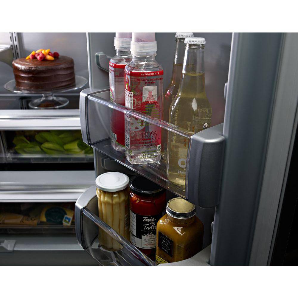 KitchenAid 20.8 cu. ft. Built-In French Door Refrigerator in Black Stainless with Platinum Interior KBFN506EBS