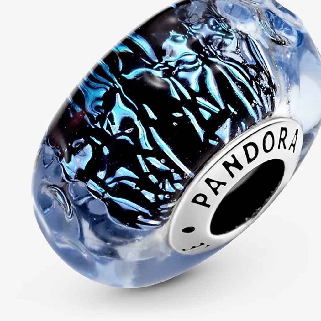 PANDORA  Wavy Dark Blue Murano Glass Ocean Charm