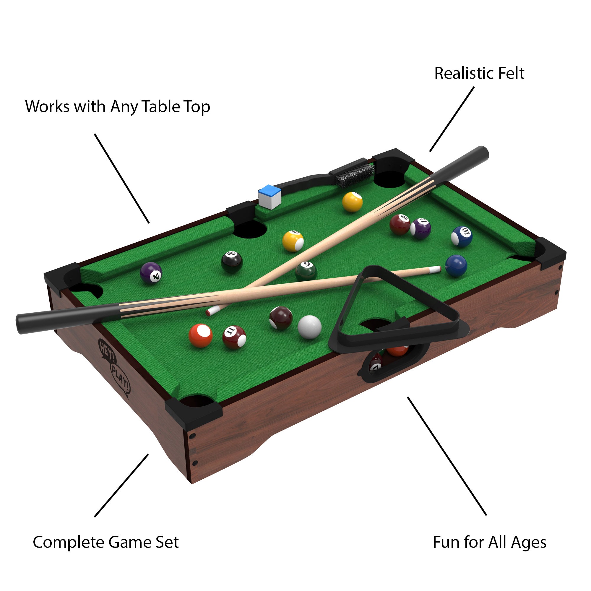 Hey! Play! Mini Table Top Pool Table Set