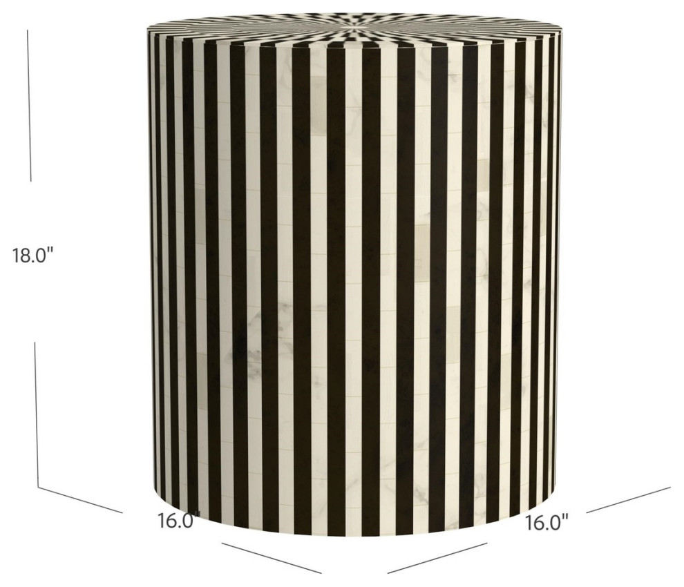 Cylindеr Shapеd Black and Whitе Accеnt Tablе  Tеaguе   Contemporary   Side Tables And End Tables   by Sideboards and Things  Houzz