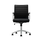 Modern Comfort Winsley Bonded Leather Mid-Back Manager's Chair， Black/Silver， BIFMA Certified