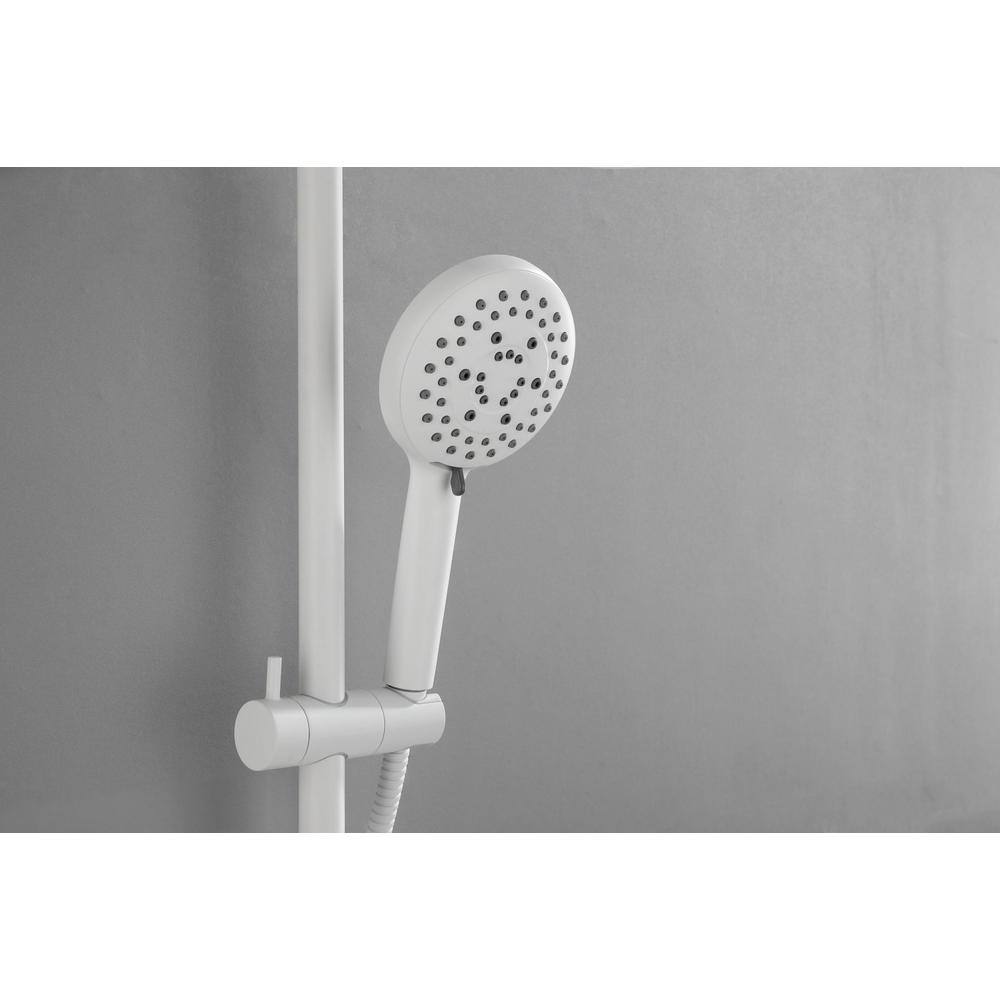 Lukvuzo 4-Spray Multifunction Deluxe Wall Shower System with Adjustable Slide Bar and Soap Dish in White HSSA08FS002