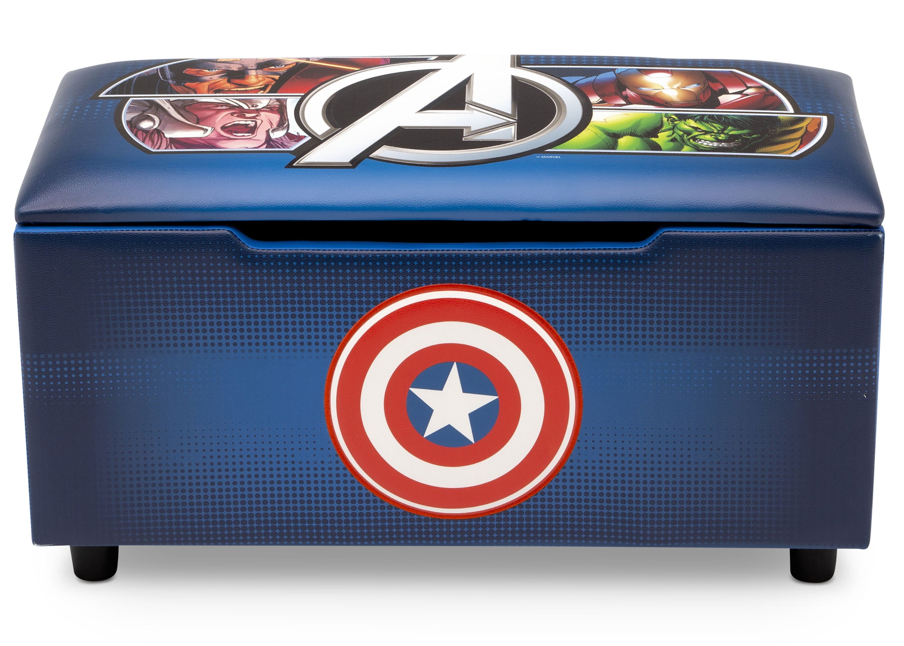 Marvel Avengers Upholstered Storage Bench for Kids | Perfect for Bedrooms/Playrooms/Living Rooms | Features Fun Graphics of Hulk, Iron Man, Captain America, Thor