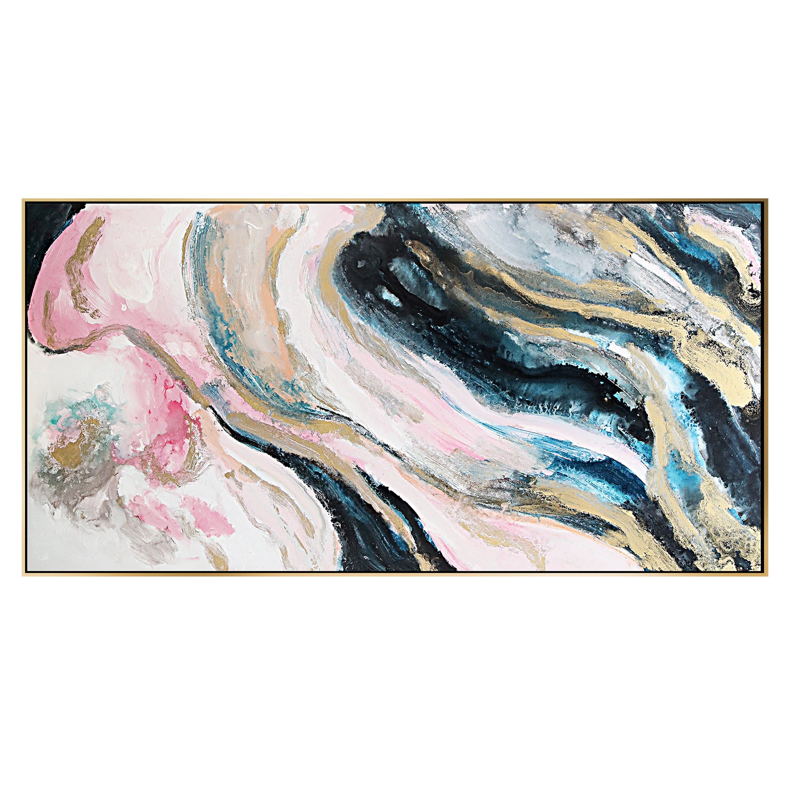 Pink Galaxy Hand Painted Art Painting With Frame 160X80 Cm Soap0104