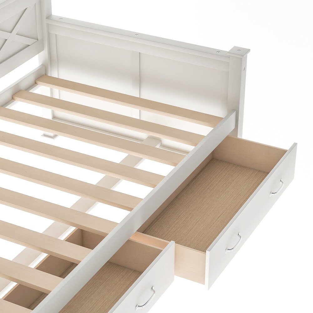 Twin Size Daybed with 2 Large Drawers  X shaped Frame