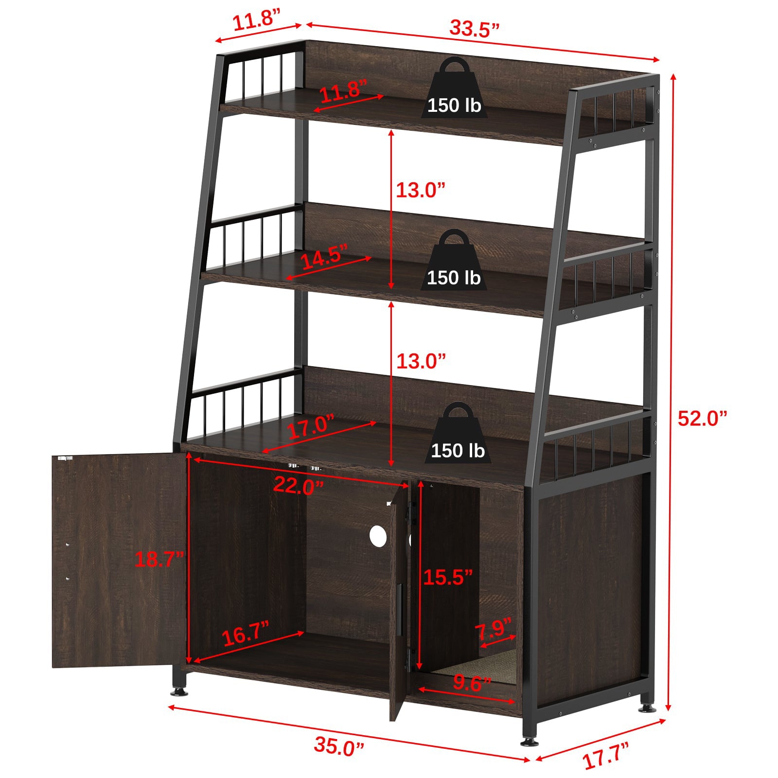 GDLF Large Hidden Cat Litter Box Enclosure Furniture with Shelf  Cat Washroom Storage with Scratch