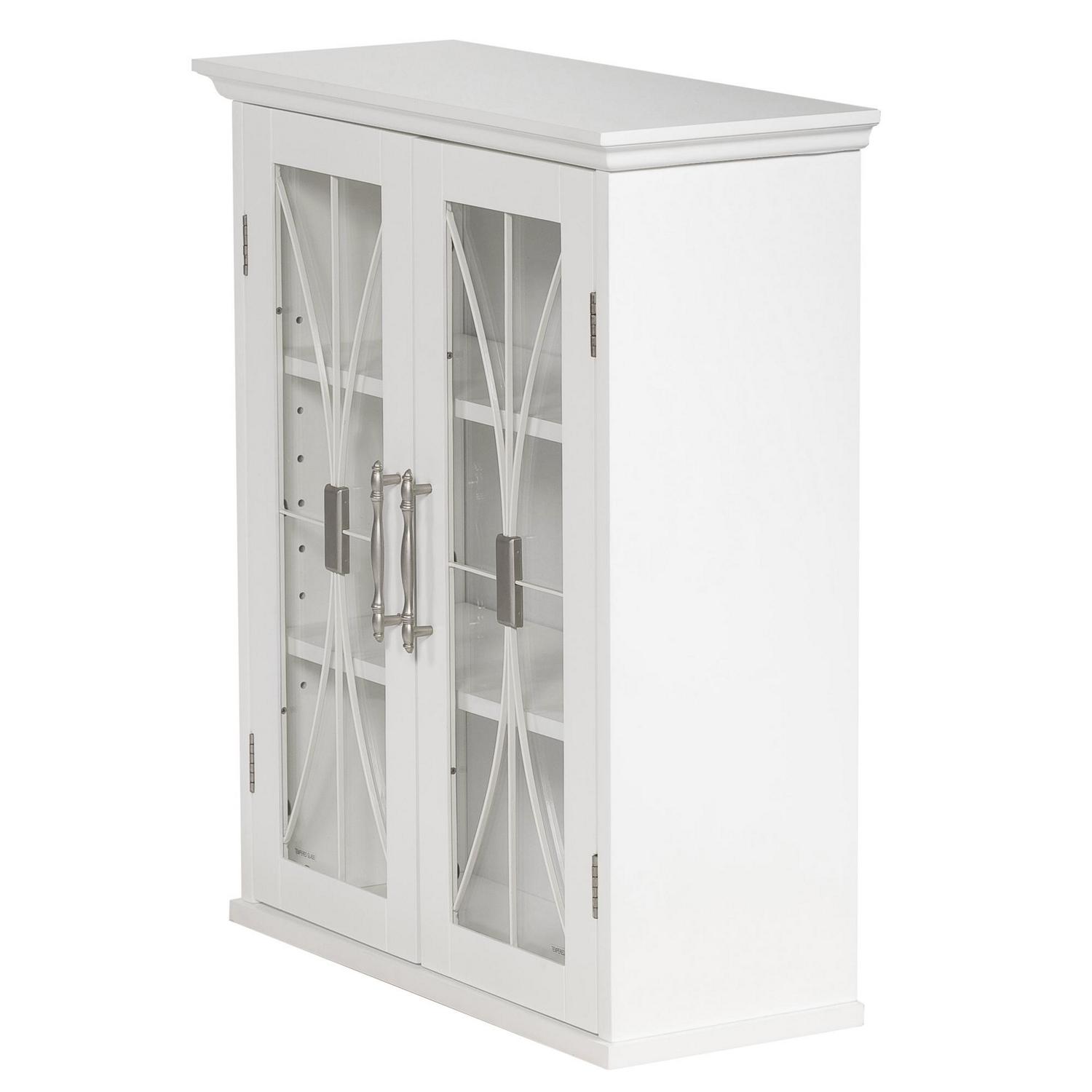 Teamson Home Delaney Removable Wooden Wall Cabinet with 2 Doors， White