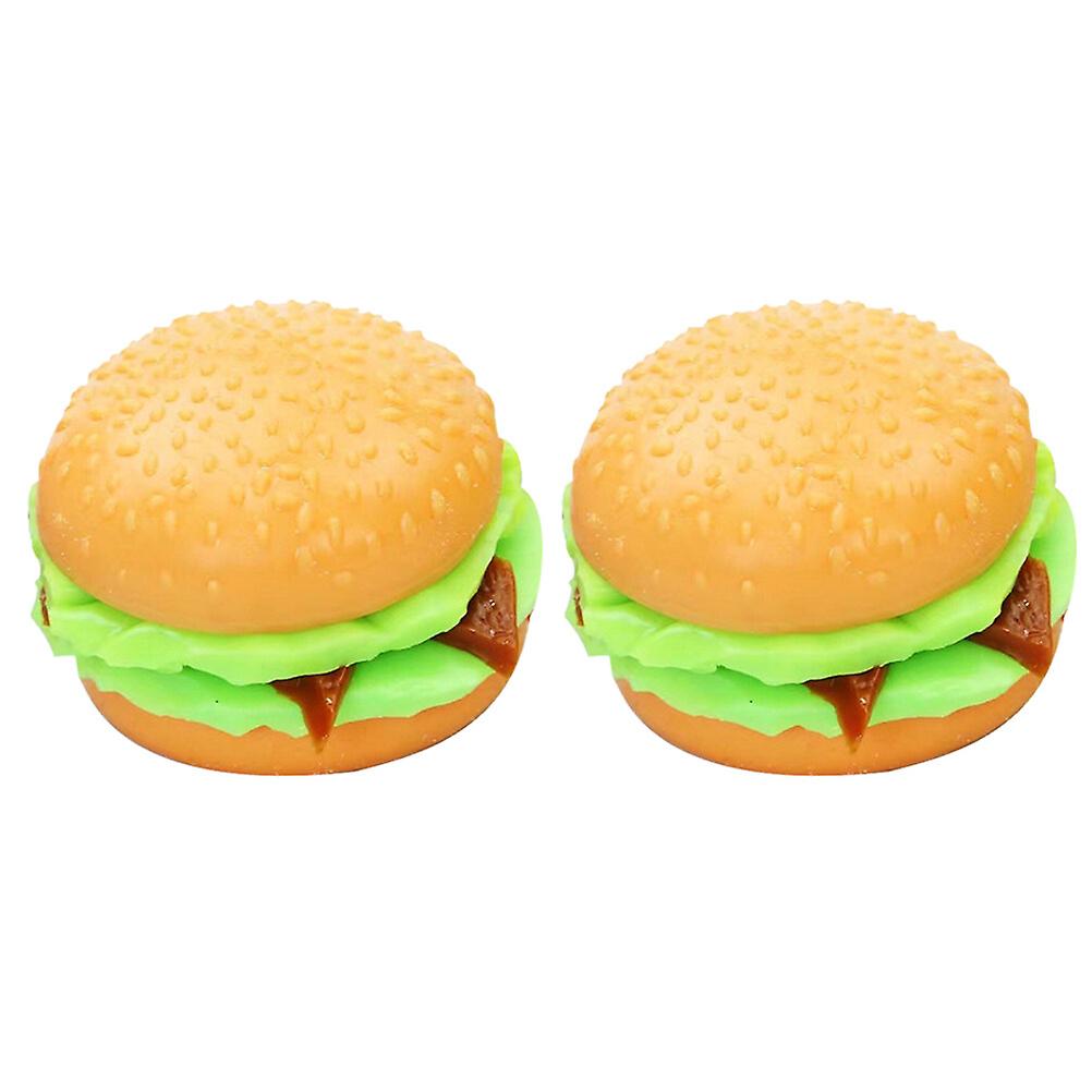 2pcs Hamburger Shape Squeezing Toy Relief Squeezing Toy Stretchy Burger Squeeze Toy