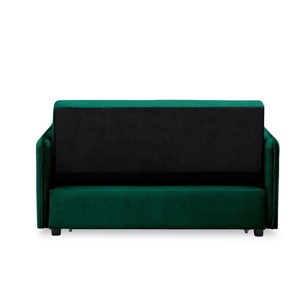 Velvet Sofa with Pull Out Bed with Two Pillows