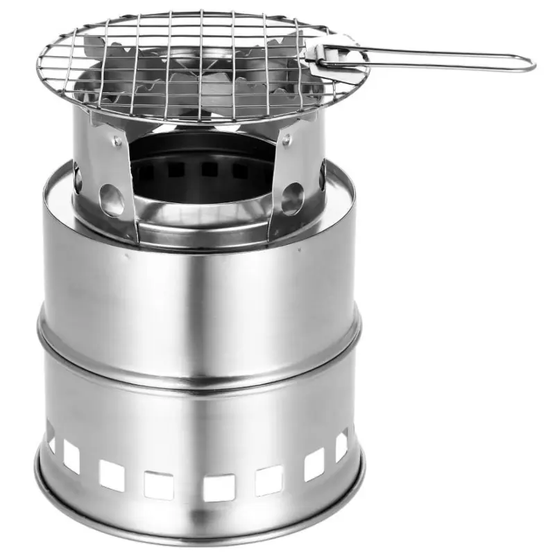 Outdoor Mini Fire Stove Burning Camping stove 304 Stainless Steel Hiking Picnic Bbq Stove for camping accessories