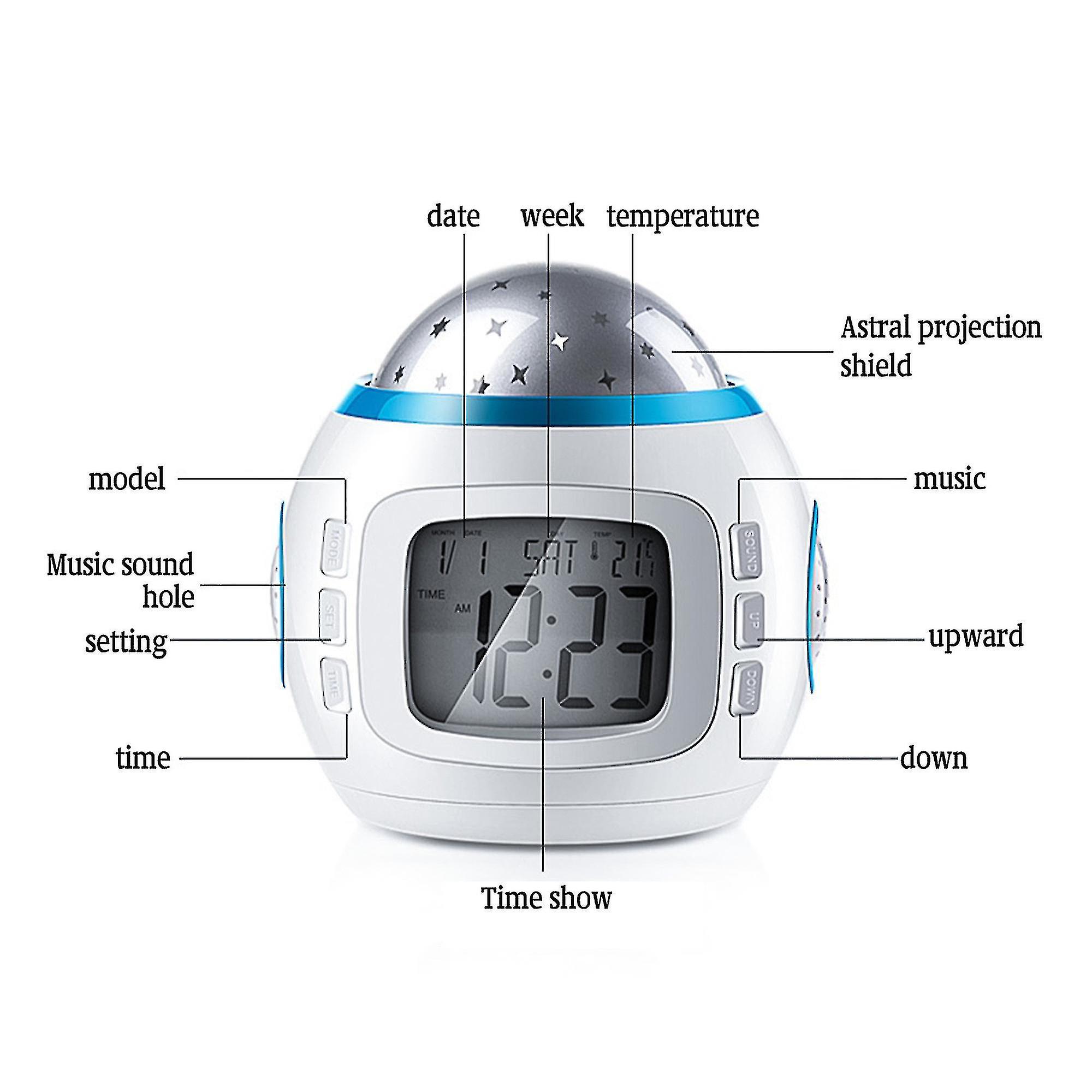 Starry Sky Projection Alarm Clock Birthday Gift Toy Children Sleep Alarm Clock Small Night Color Light