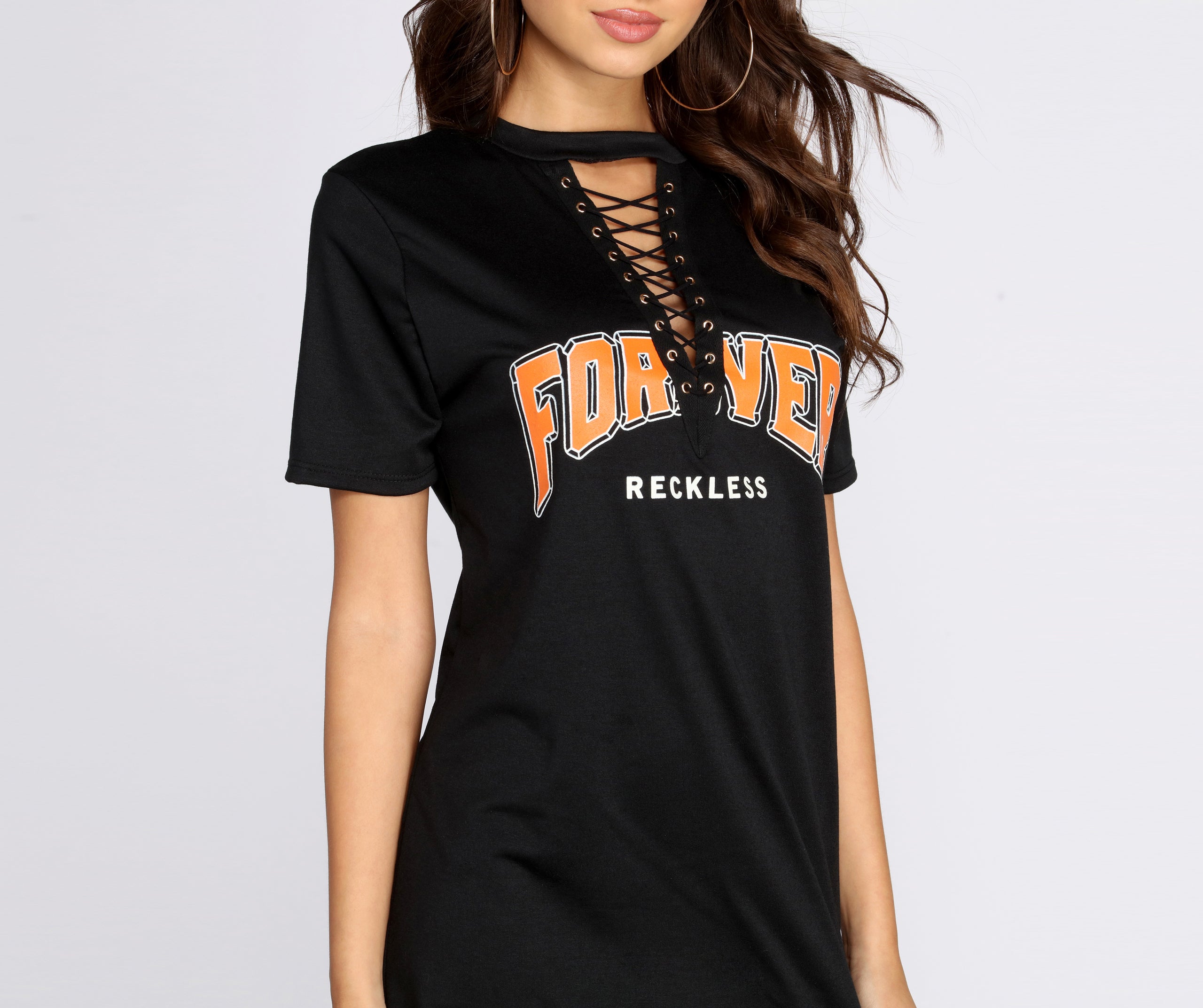 Forever Reckless Lace Up Tunic