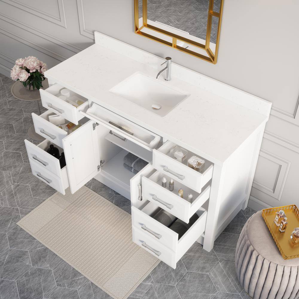 Studio Bathe Calais 60 in. Vanity in White with Solid Surface Vanity Top CALAIS 60 WH-SSC