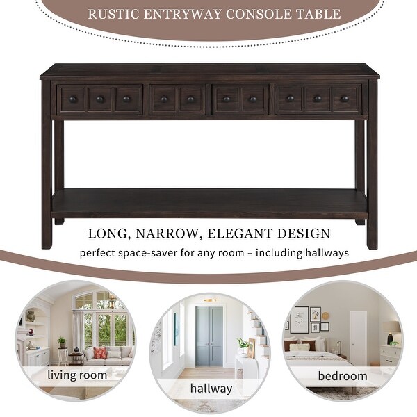 Rustic Entryway Console Table， 60