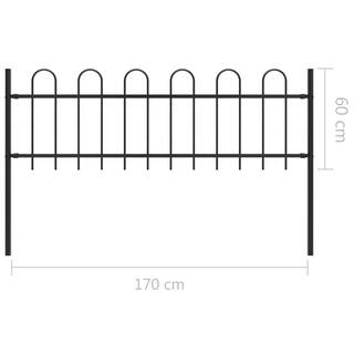 Afoxsos 66.9 in. L x 43.3 in. H Black Steel Garden Fence Decorative Fence with Hoop Top HDDB2004