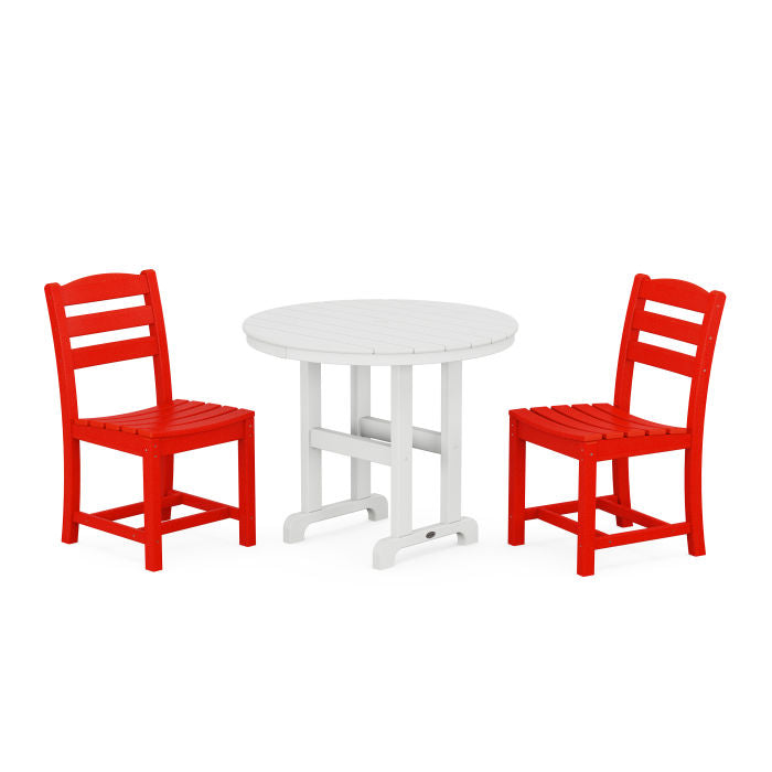 Polywood La Casa Café Side Chair 3-Piece Round Dining Set PWS1333-1