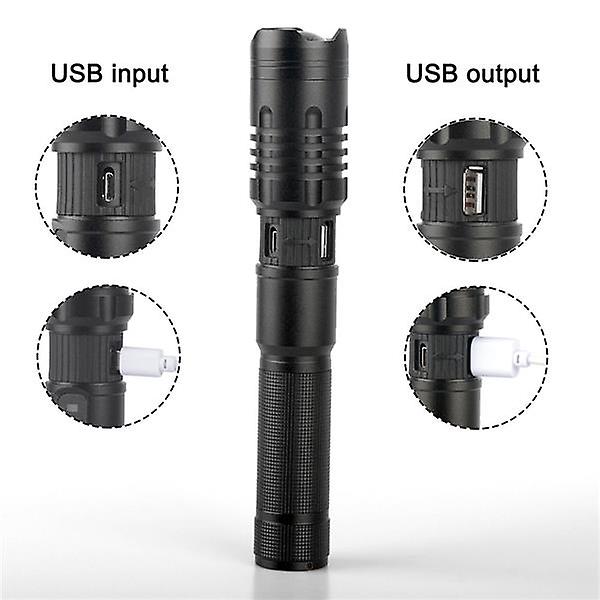 Portable Flashlight 5 X5mm Led 20w 5v Micro Usb Rechargeable Zoom Flashlight Can Output And Input， Suitable For Camping， Climbing， Night Riding， Cavin