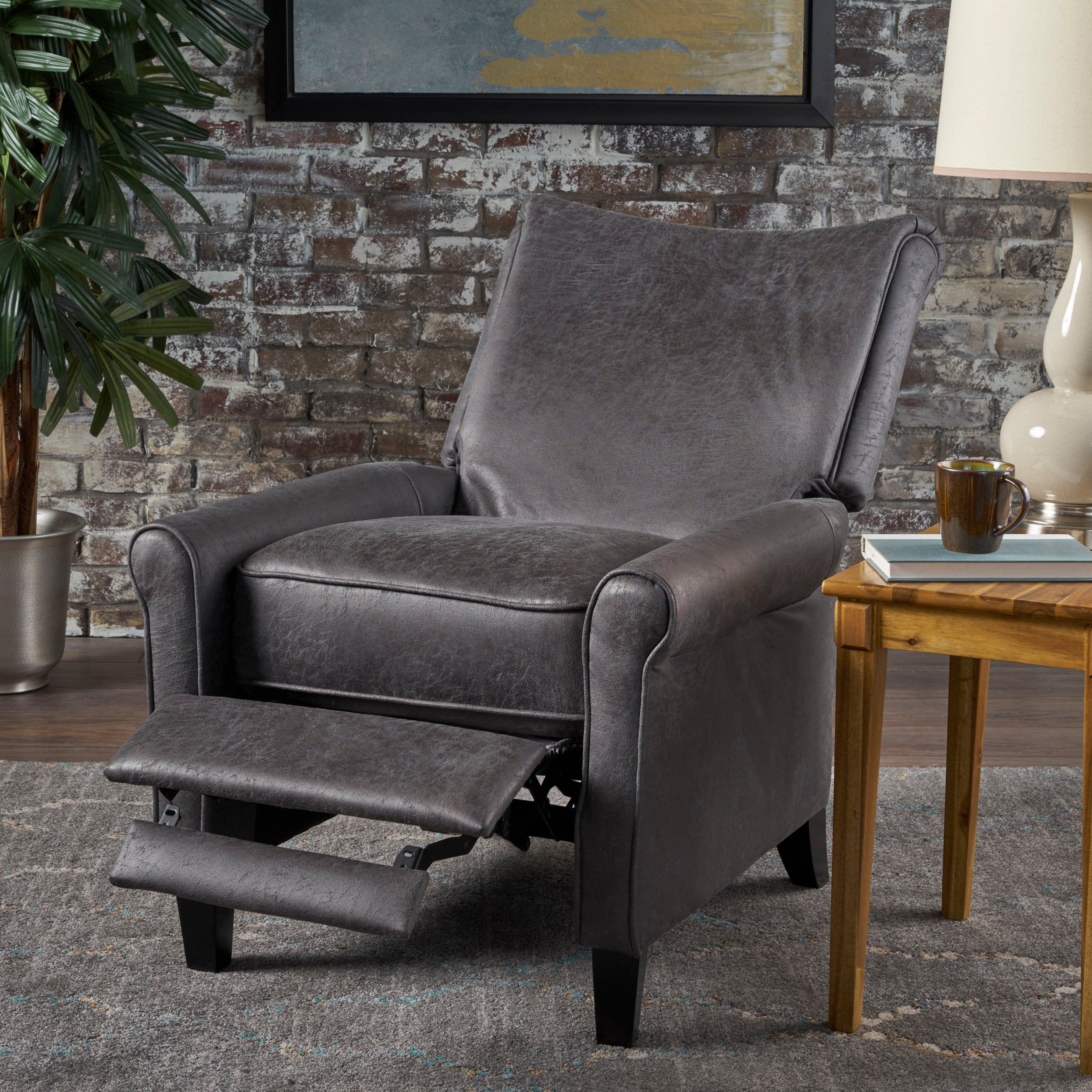 Charlene Traditional Slate Microfiber Recliner Chair