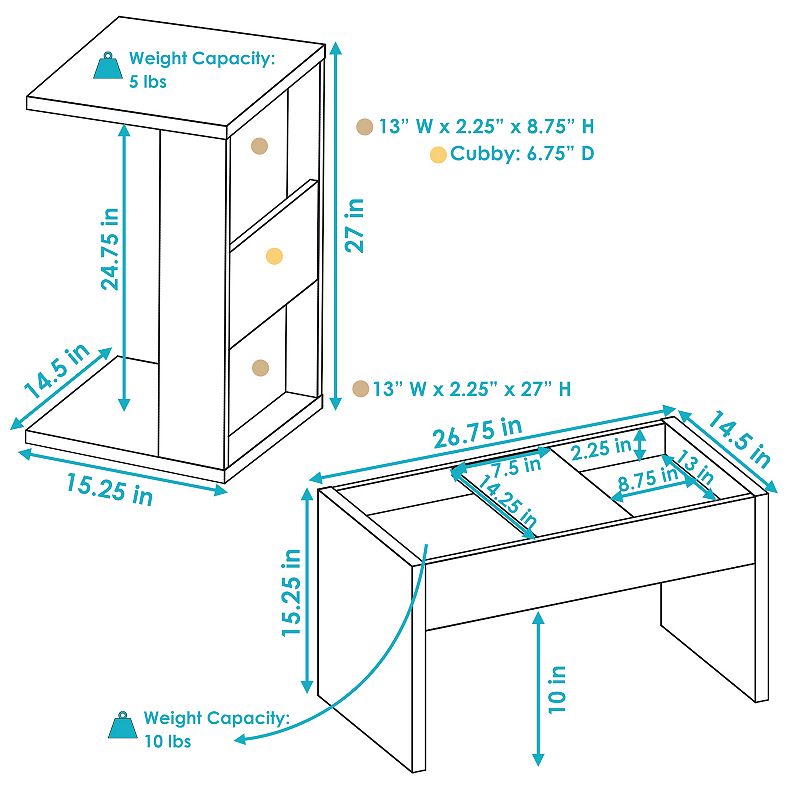 Sunnydaze 2-in-1 Multi-Use Accent Side Table - White