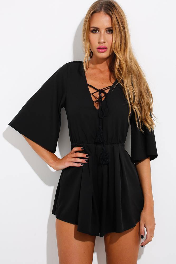 Happy Go Lucky Romper Black