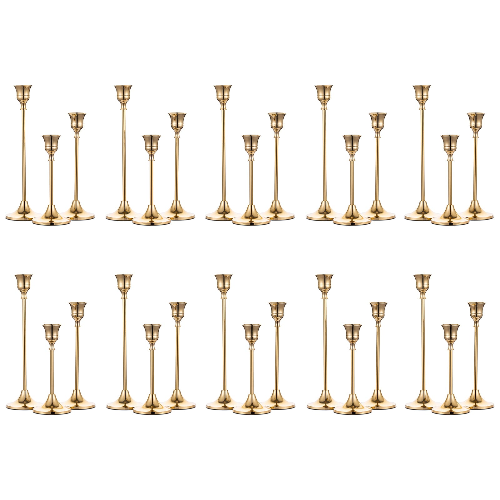 Nuptio Taper Candle Holders In Bulk Goblet Brass Gold Candlestick Holders Set of 30