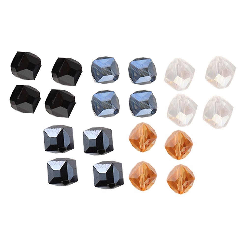 20pcs Diagonal Hole Artificial Crystal Square Beads Jewelry Findings Diy Accessory 8mm