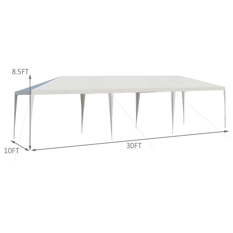 10 x 30 FT Outdoor Gazebo Canopy Tent Party Wedding Event Tent with Strong Connection Stakes & Ropes