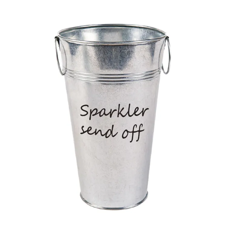 Silver Galvanized Bucket For Decoration Wedding Sparklers Sparkler Send Off Bucket Sign