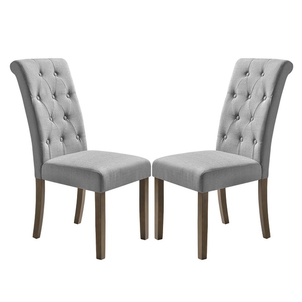 Elegant Solid Wood Tufted Dining Chair (Set of 2)