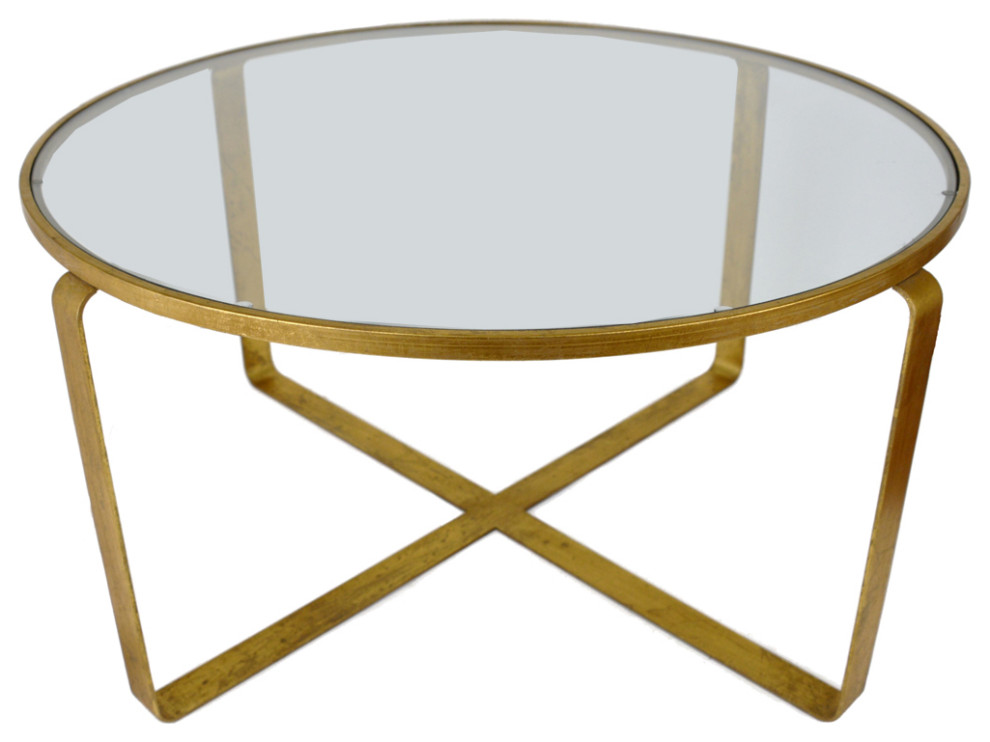 Sansa Gold Round Coffee Table   Contemporary   Coffee Tables   by Rustic Home Furniture Deco  Houzz