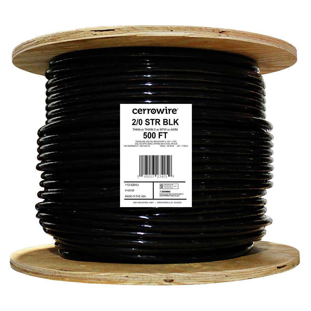 Cerrowire 500 ft. 20 Black Stranded Copper THHN Wire 112-5201J