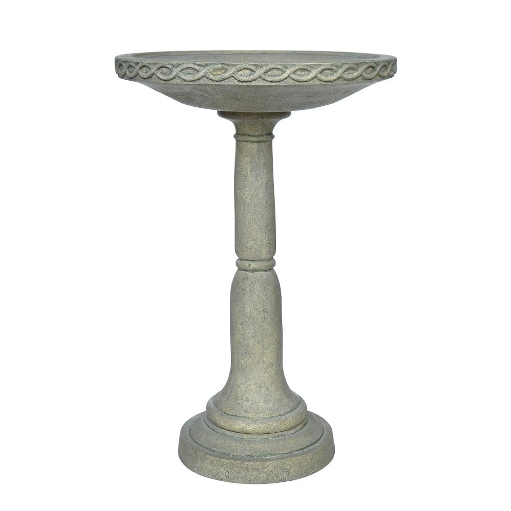 MPG 26.5 in. H Cast Stone Aged Granite Birdbath PF7437AG