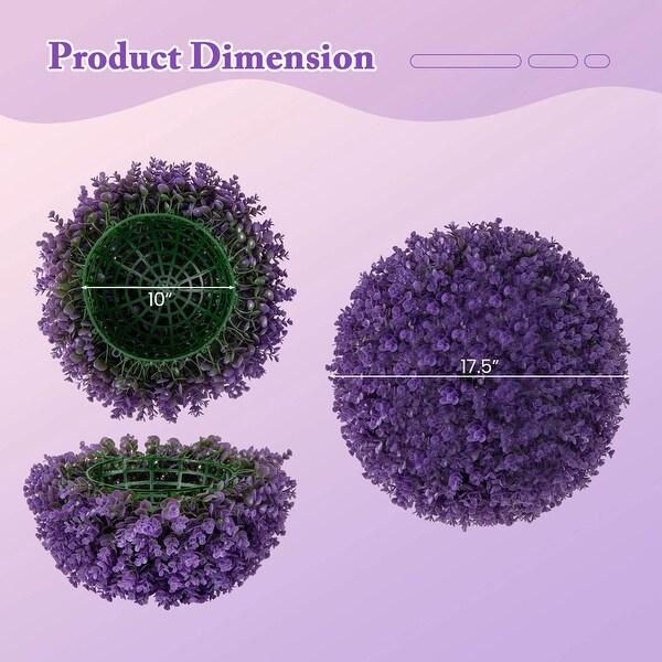 2 PCS Artificial Plant Topiary Ball 17.5'' Purple Decorative Balls