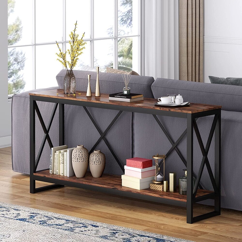 Console Table  Industrial 70.9 Inch Sofa Table Narrow Long Entry Table