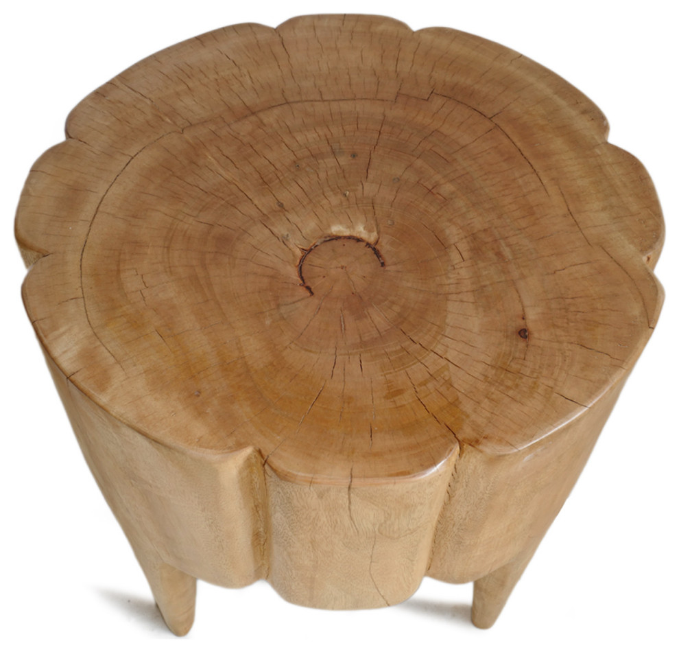 Natural Scallop Stump Stool   Rustic   Side Tables And End Tables   by Design Mix Furniture  Houzz