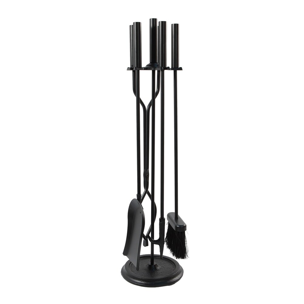 Minuteman International Neoclassic Set of 4 Fireplace Tools w/Round Base  30 Inch Tall  Black