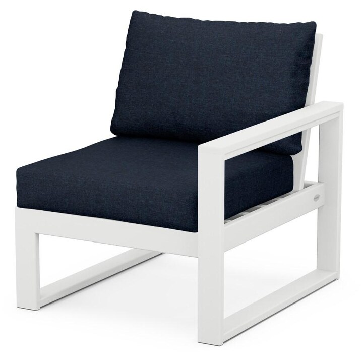 POLYWOOD EDGE 4-Piece Modular Deep Seating Set in White / Marine Indigo