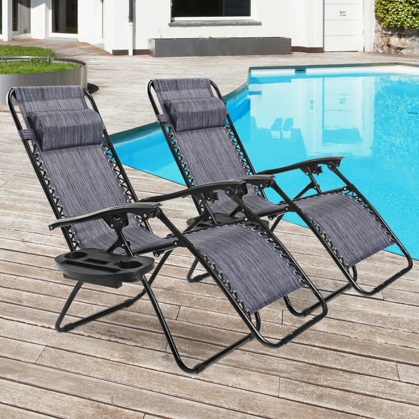 2 Pieces Folding Lounge Chair with Zero Gravity - 40