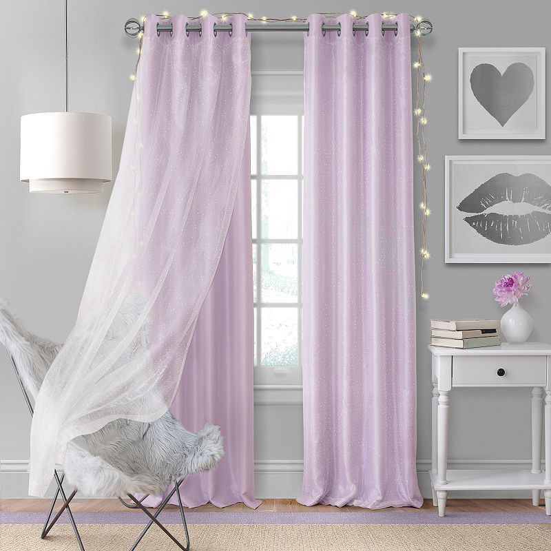 Elrene Home Fashions Aurora Kids Room Darkening Layered Sheer Curtain