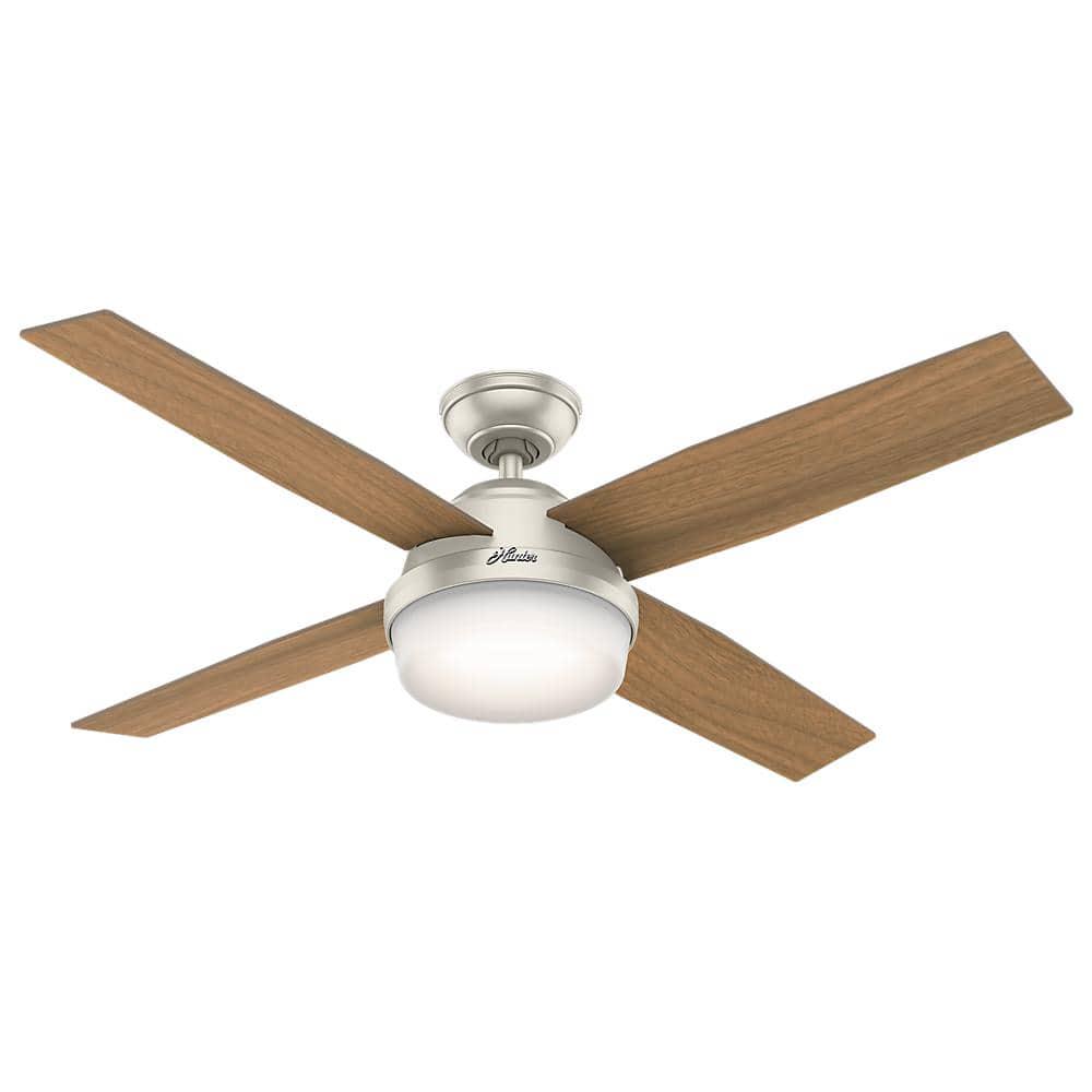 Hunter Dempsey 52 in LED IndoorOutdoor Matte Nickel Ceiling Fan with Light and Remote