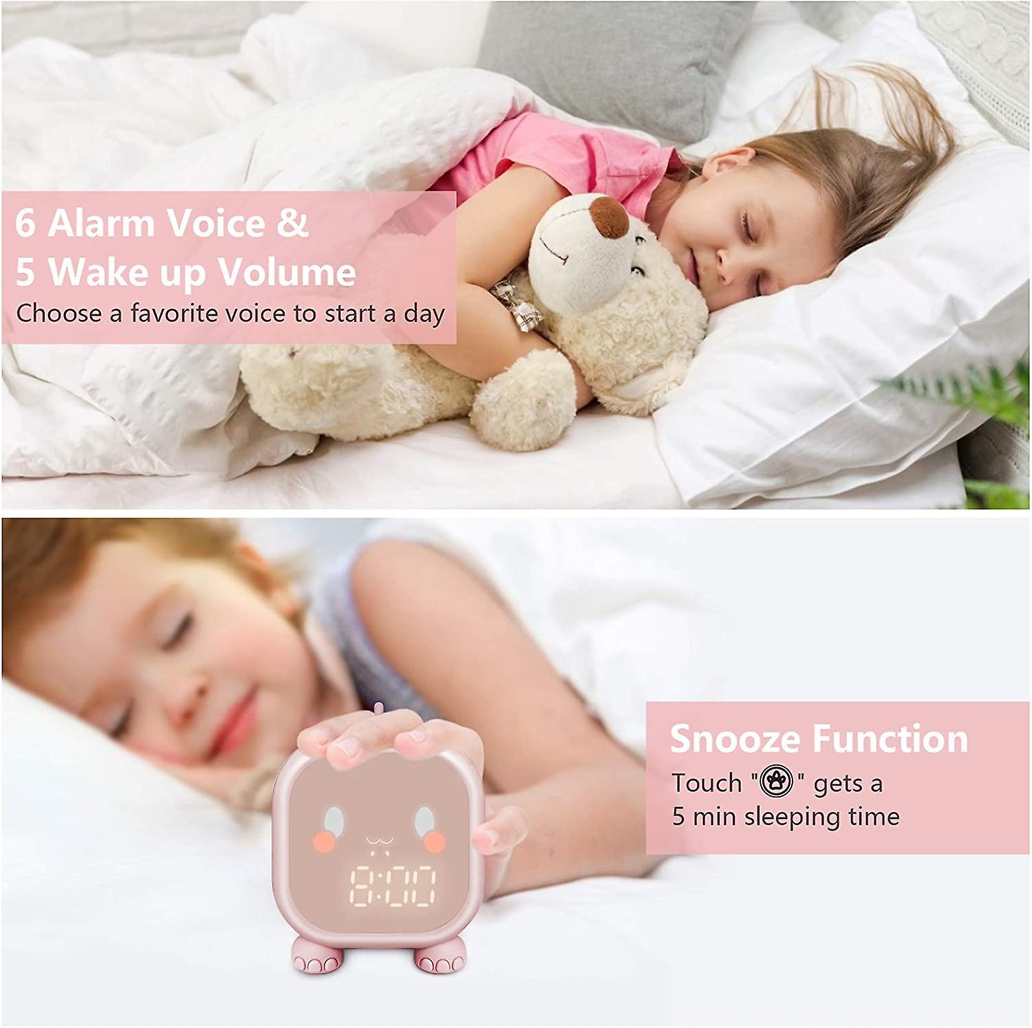 Kids Alarm Clock， Digital Alarm Clock For Kids Bedroom， Cute Dinosaur Alarm Clock Children's Sleep Trainer， Wake Up Light and Night Light With Usb Alarm