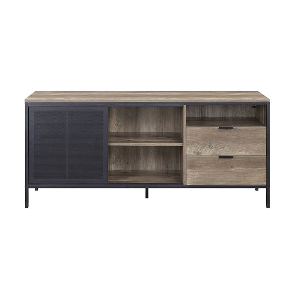 ACME Nantan TV Stand in Rustic Oak   Black Finish