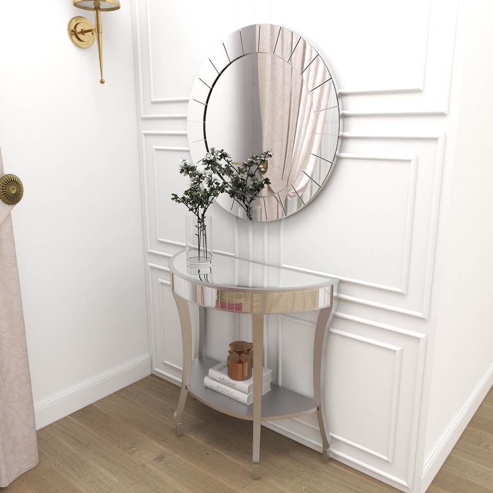 White Fir Glam Console Table with Mirror (Set of 2)   32 x 14 x 32