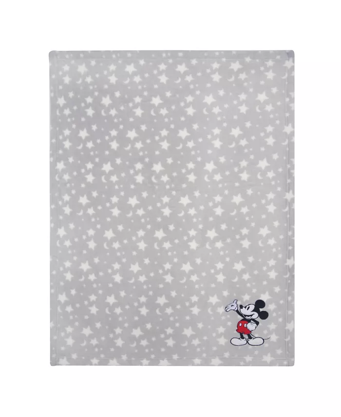 Lambs and Ivy Disney Baby Mickey Mouse Stars Gray Soft Fleece Baby Blanket